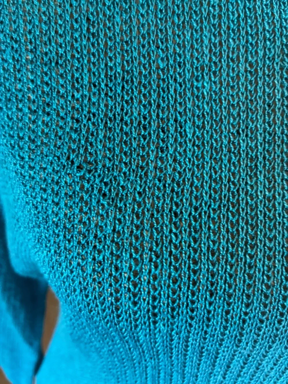 J. Jill Linen Blend Tunic Sweater Aqua Blue Open Knit Beachy Artsy M